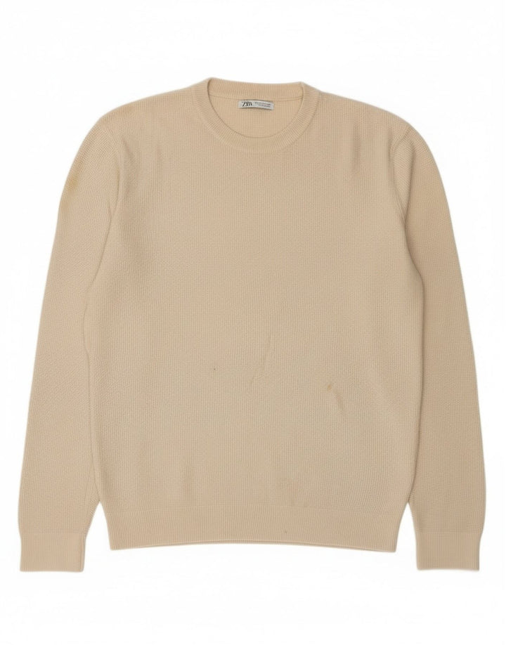 Zara Herre sweater med rund hals, medium off white bomuld