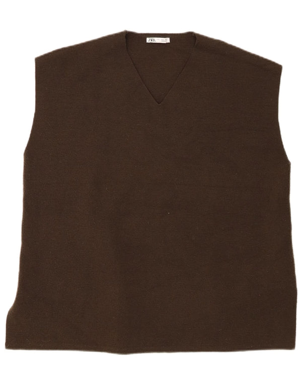 Zara Dame Vest Tank Top UK 16 Stor Grøn Polyester