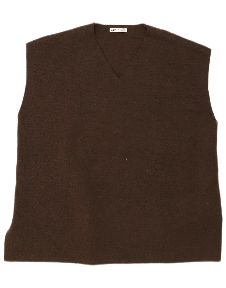 Zara Dame Vest Tank Top UK 16 Stor Grøn Polyester