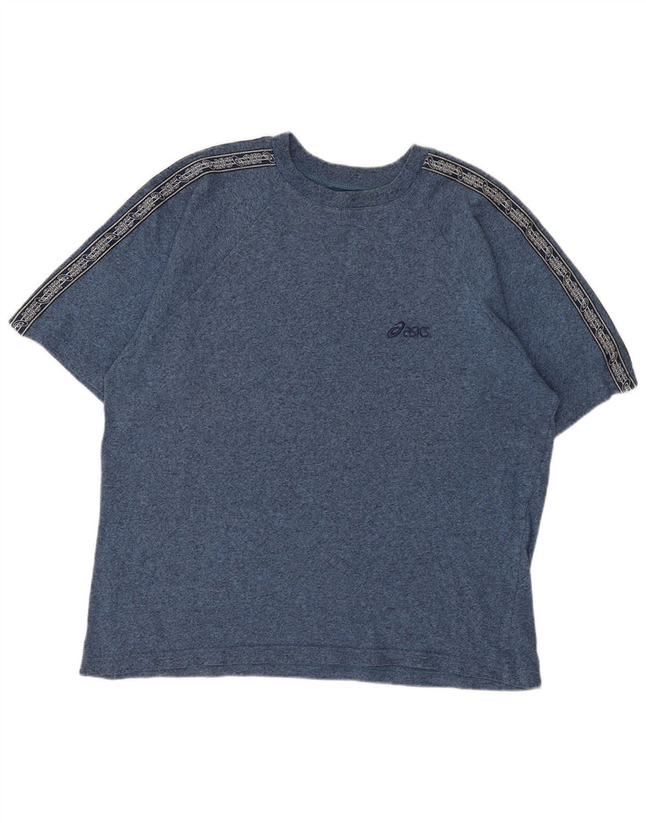 Asics Herre Grafisk T-Shirt Top Stor Blå Colourblock Bomuld