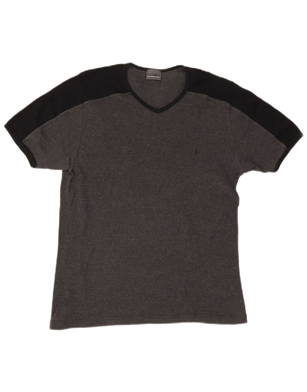Roccobarocco Mens T-Shirt Top Large Grey Colourblock Cotton