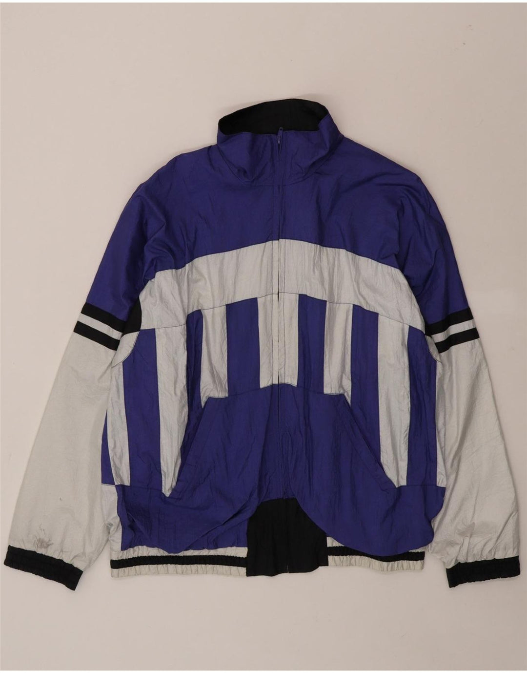 VINTAGE Mens Bomber Jacket UK 38 Medium Blue Colourblock Vintage Vintage and Second-Hand Vintage from Messina Hembry 