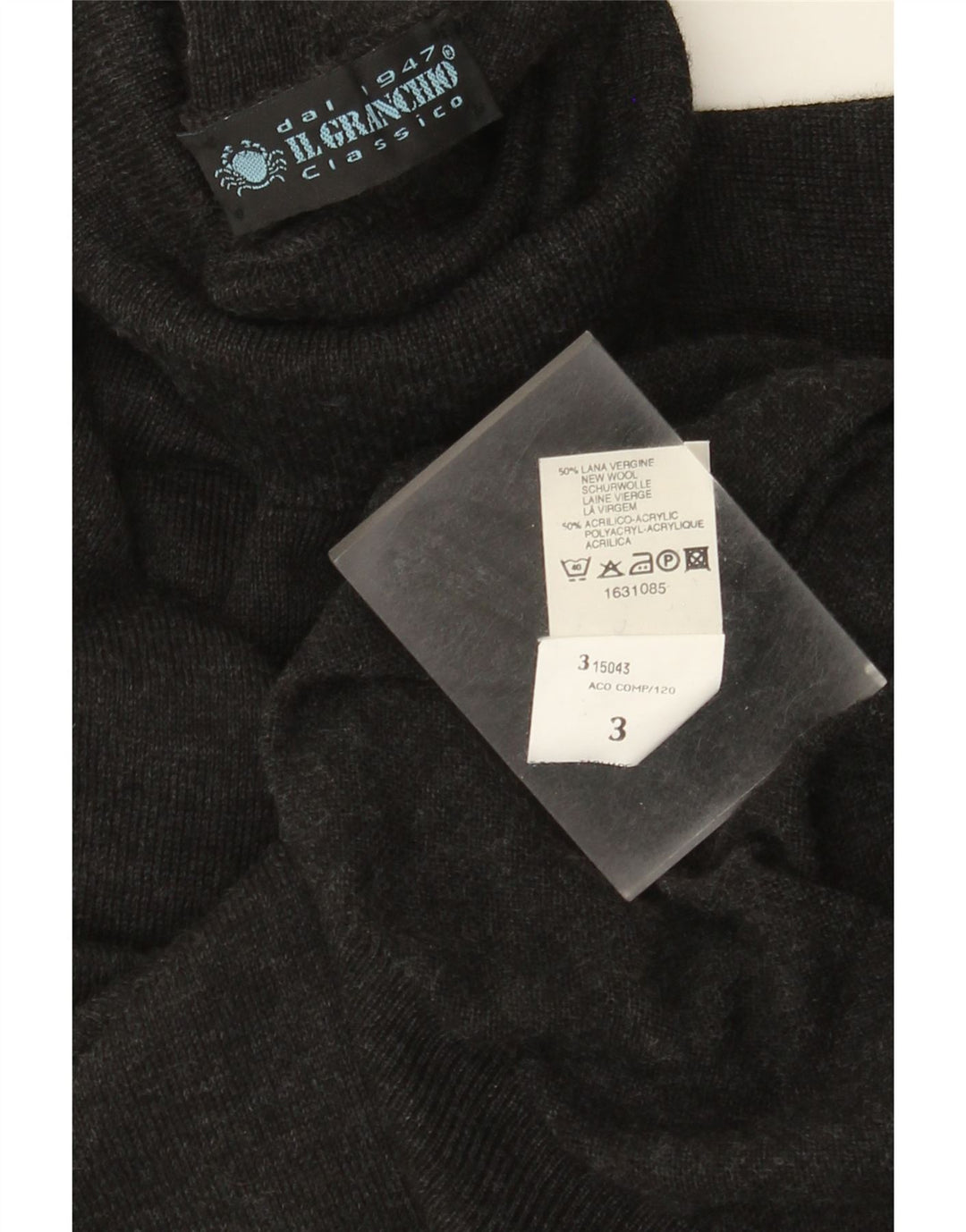 IL GRANCHIO Herre Rullehals sweater Medium Grå Uld