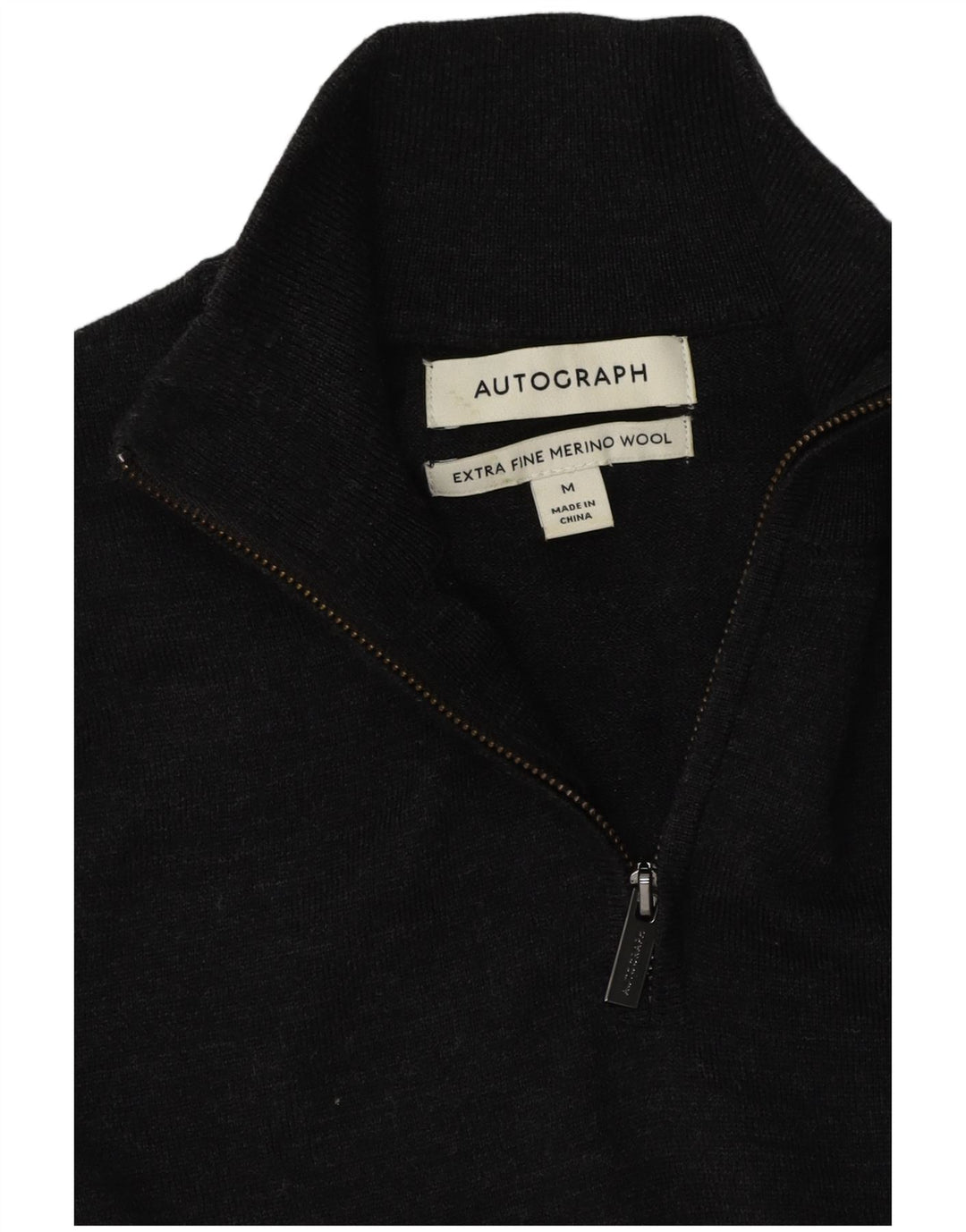 Marks & Spencer Herre Autograph Zip Neck Jumper Sweater Medium Grey