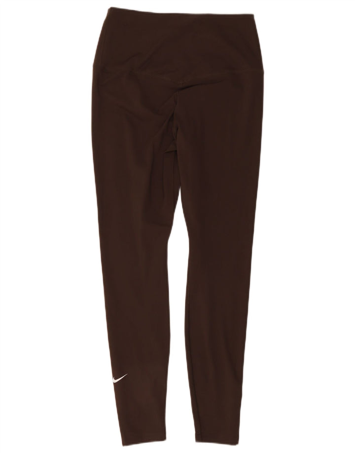 Nike Dame Dri Fit Leggings UK 12 Medium Brun Polyester