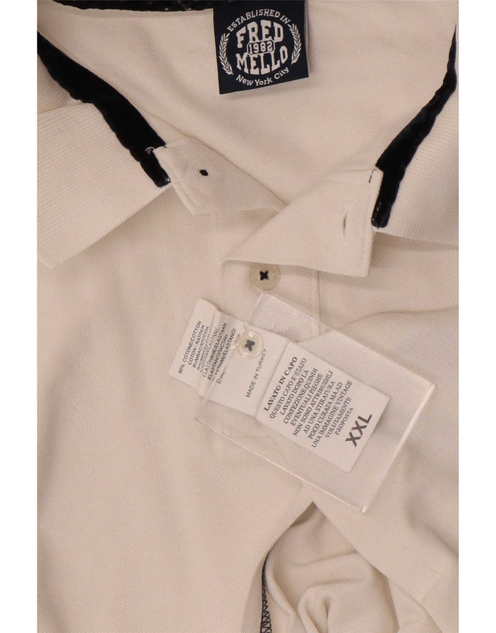 Fred Mello Herre Polo Shirt 2XL Hvid Bomuld