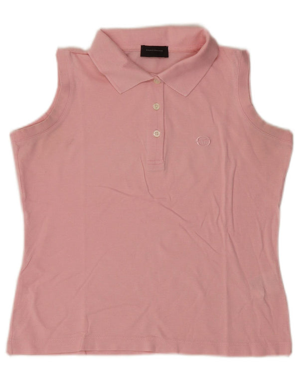 Sergio Tacchini Dame Crop Ærmeløs poloshirt UK 10 Small Pink Bomuld
