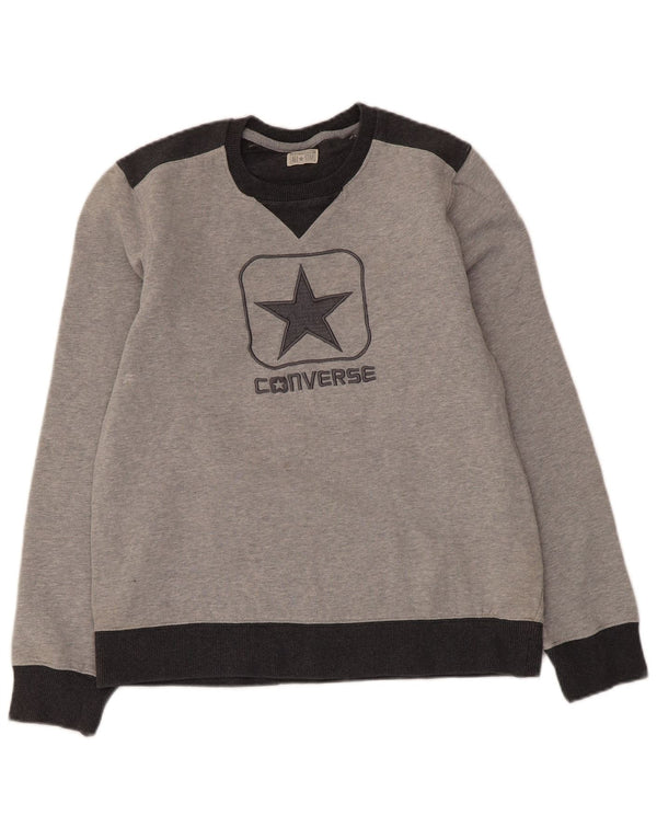 Converse Graphic Sweatshirt Jumper UK 14 Medium Grey Colourblock
