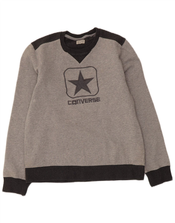 Converse Graphic Sweatshirt Jumper UK 14 Medium Grey Colourblock