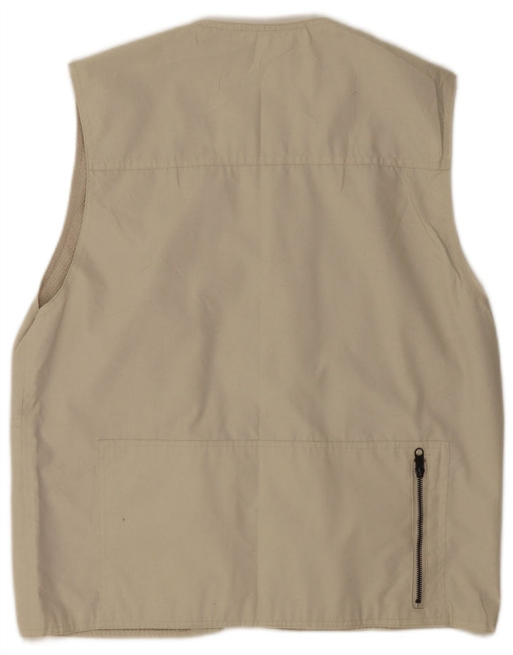 Vintage Herre Utility Gilet UK 40 Large Beige