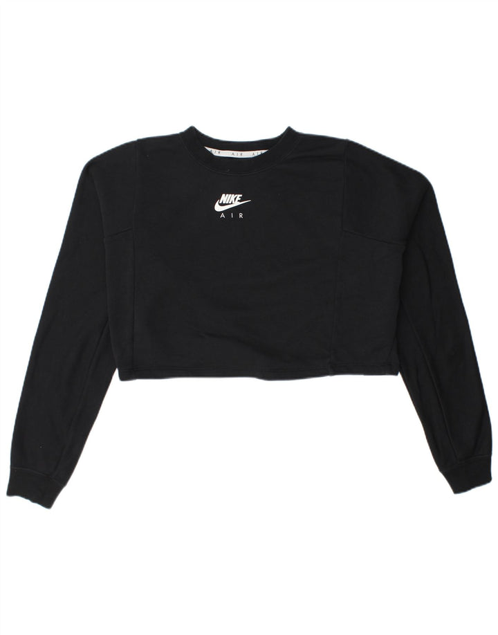 Nike Womens Oversized Crop Graphic Sweatshirt Jumper UK 14 Medium Black