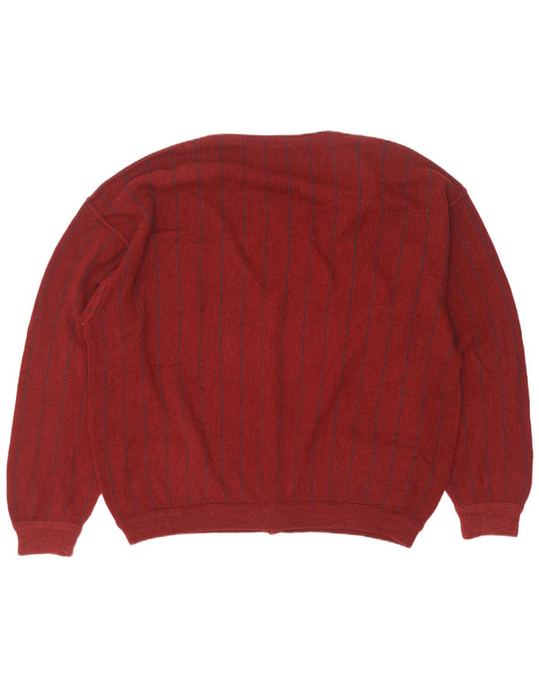 Cacharel Herre Cardigan Sweater EU 56 2XL Burgundy Stribet Cashmere