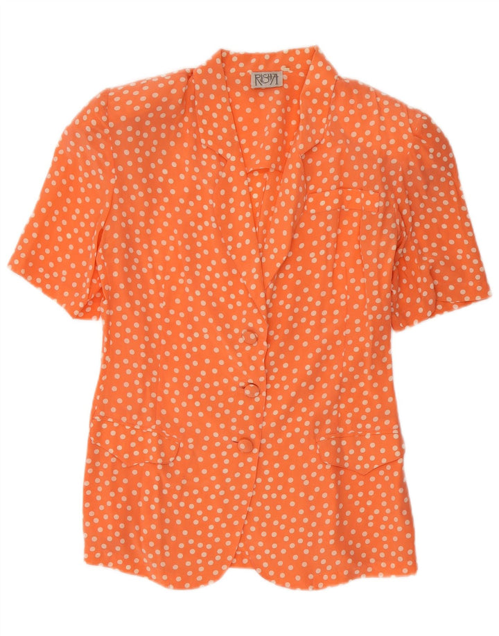 Vintage kortærmet blazerjakke til kvinder IT 42 Medium Orange Polka Dot