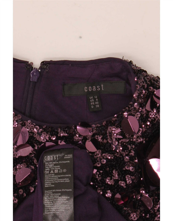 Coast Dame Ærmeløs Basic Kjole UK 12 Medium Lilla Viscose
