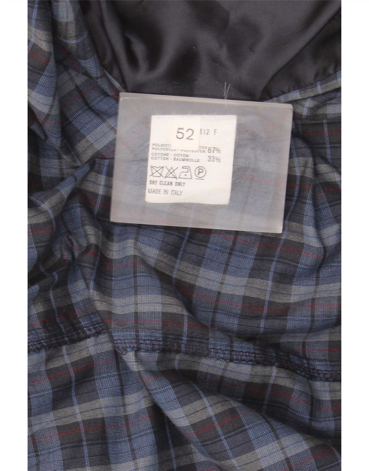 Vintage Herre Military Bomber Jacket IT 52 XL Blue Check Polyester