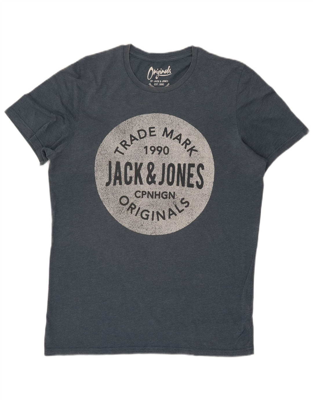 Jack & Jones Herre grafisk T-shirt Top Stor Blå Bomuld