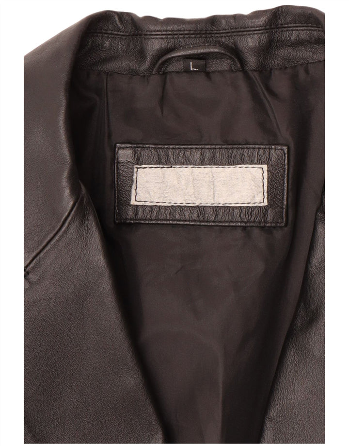 VINTAGE Herre 2-knaps læderblazerjakke UK 40 Large Black