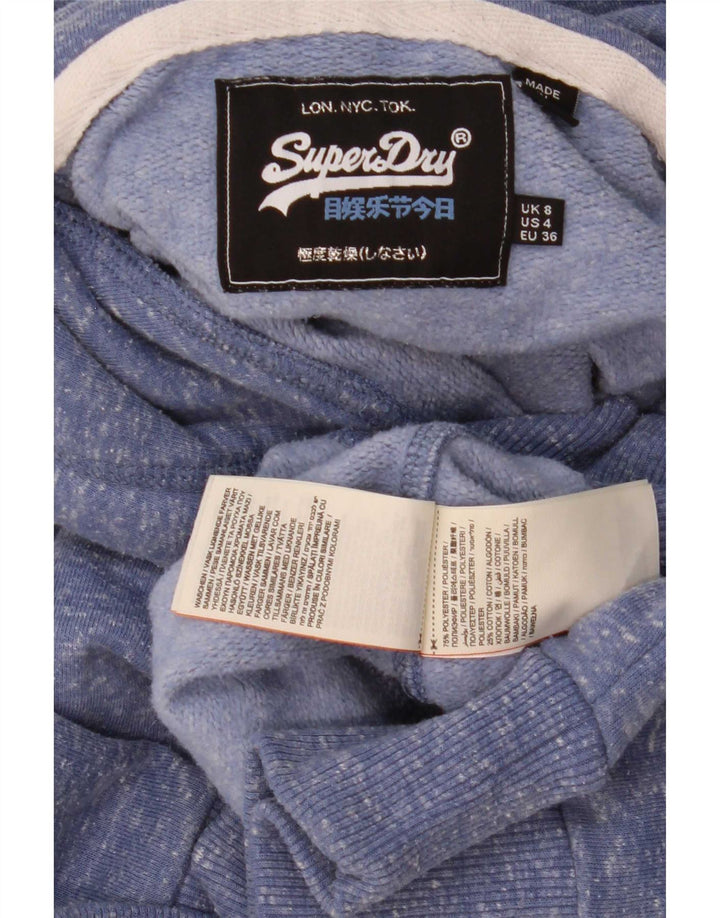 Superdry grafisk hættetrøjetrøje til kvinder UK 8 Small Blue Flecked Polyester