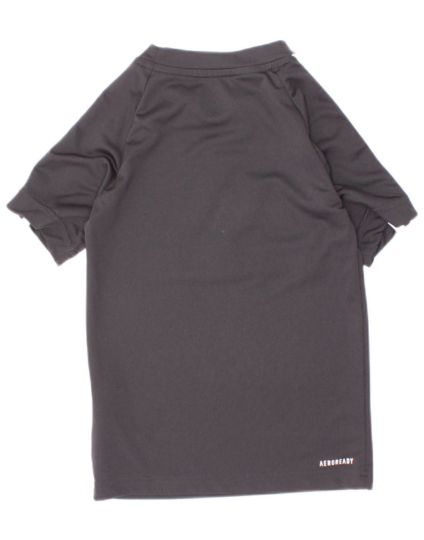 Adidas Boys Aeroready Grafisk T-Shirt Top 5-6 år Sort Polyester