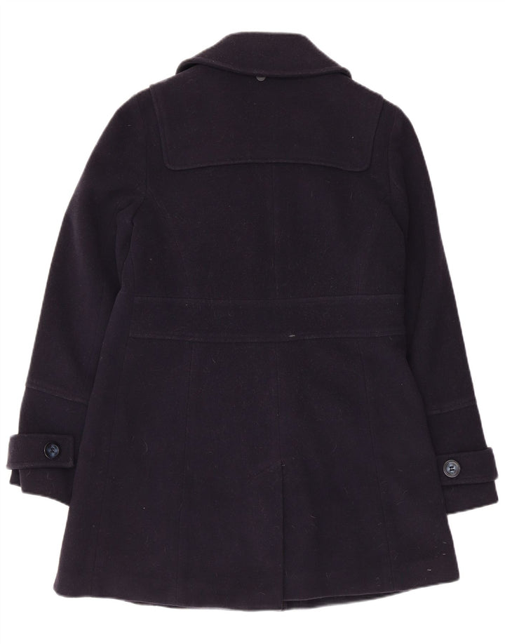 Monsoon Dame Dobbeltradet Frakke UK 8 Small Navy Blue Uld