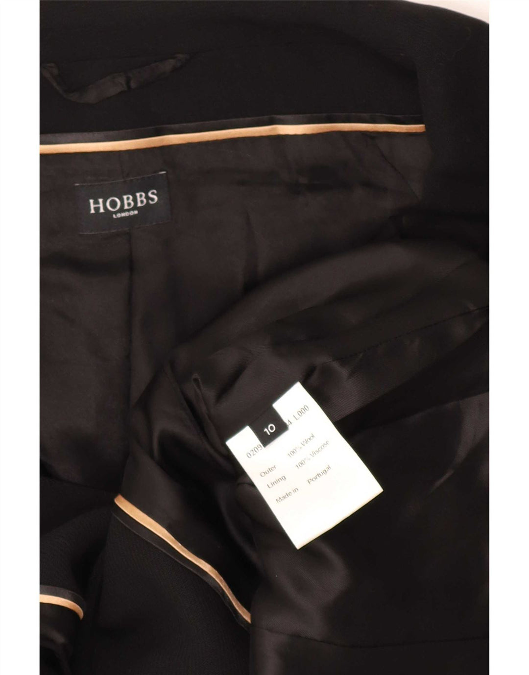 Hobbs Dame Crop 3-knaps blazerjakke UK 10 Lille sort uld