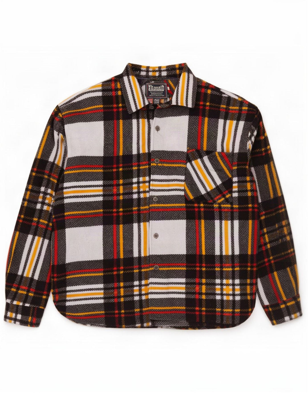 Vintage fleeceskjorte til mænd Stor flerfarvet plaid polyester