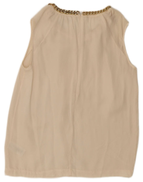 Michael Kors Dame ærmeløs bluse Top UK 10 Small Off White Silke