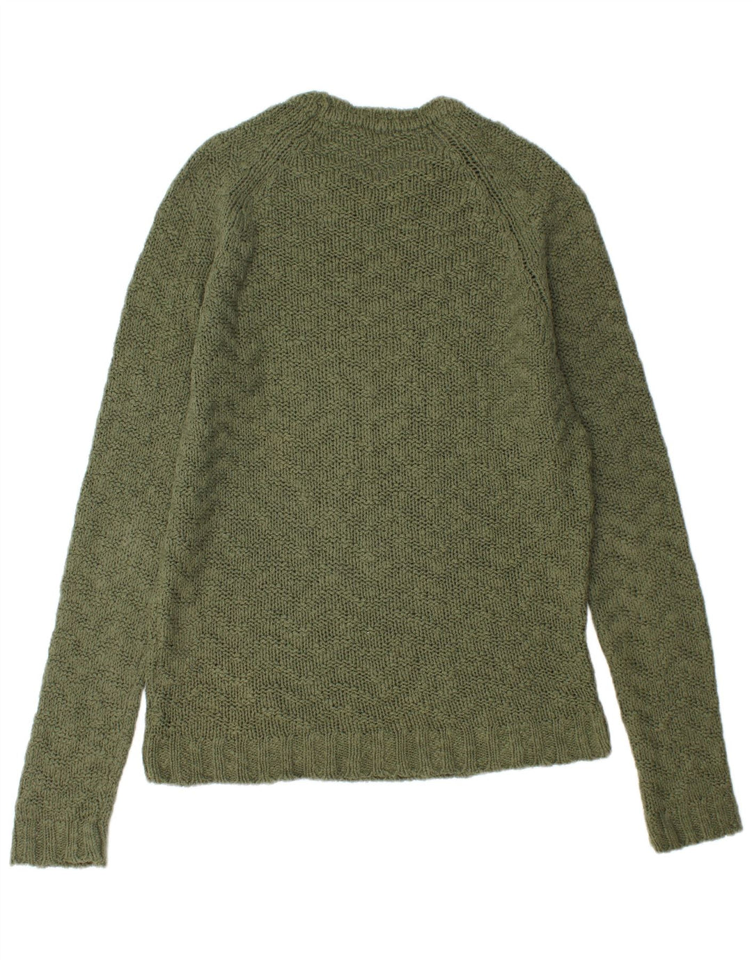 ZARA Herre Crew Neck Jumper Sweater Stor Khaki Bomuld
