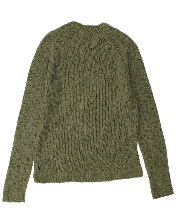 ZARA Herre Crew Neck Jumper Sweater Stor Khaki Bomuld