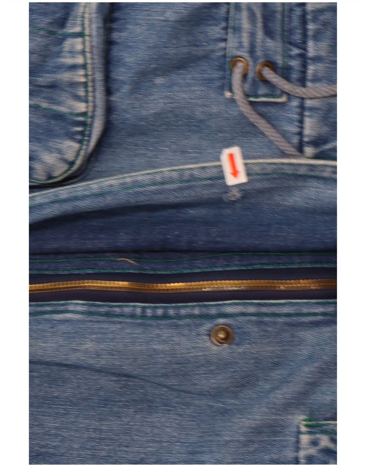 Vintage Dame Sherpa Denim Jakke UK 14 Large Blue