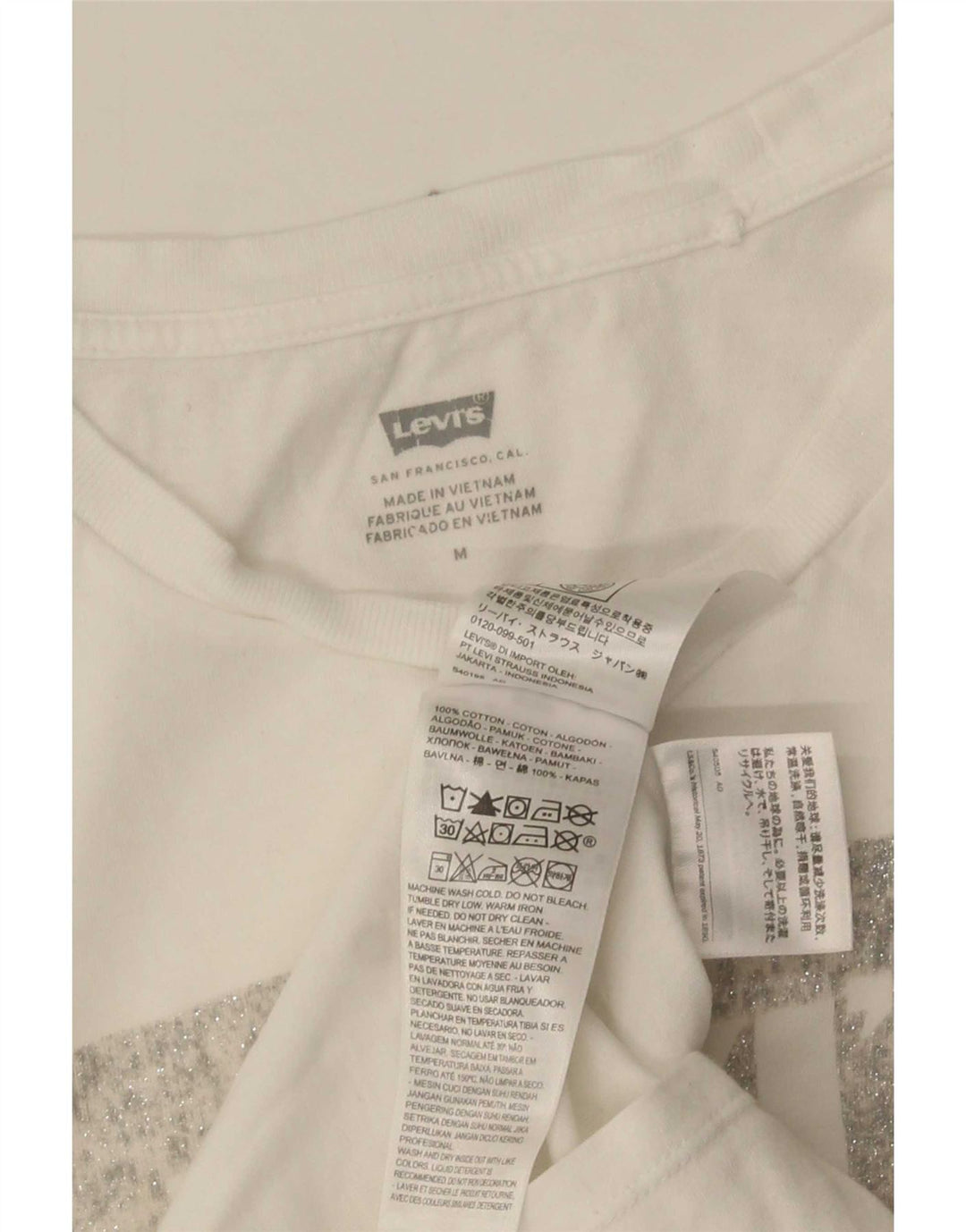 Levi's Grafisk T-shirt top til kvinder UK 12 Medium hvid bomuld