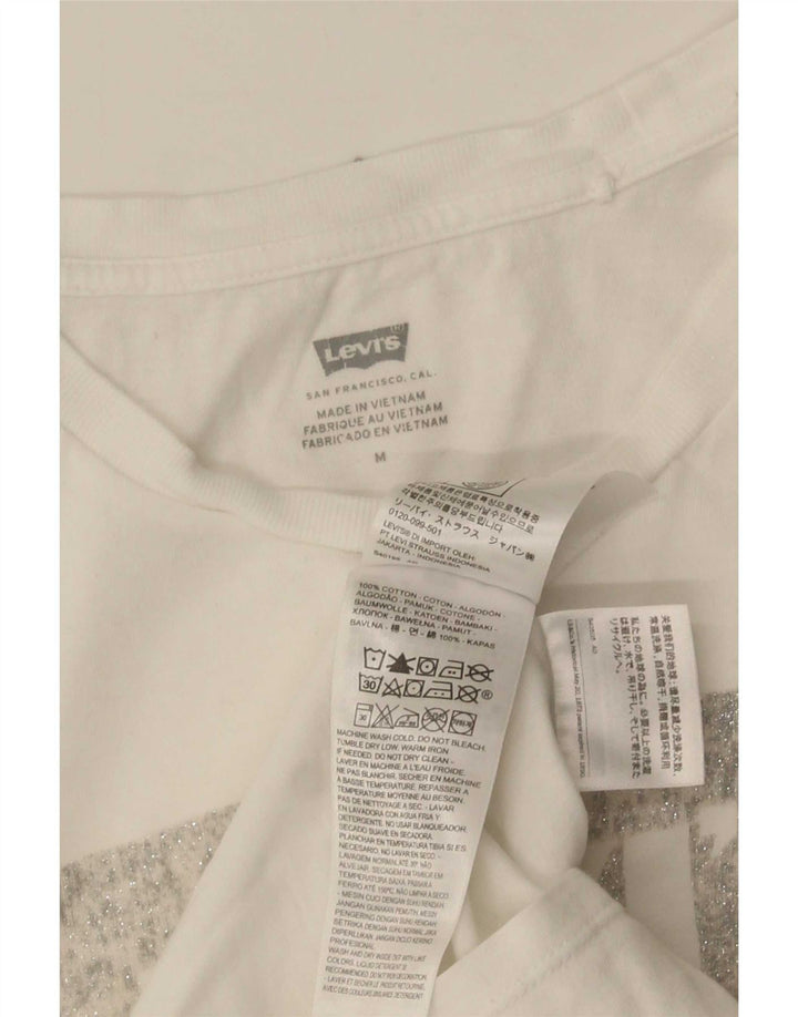 Levi's Grafisk T-shirt top til kvinder UK 12 Medium hvid bomuld