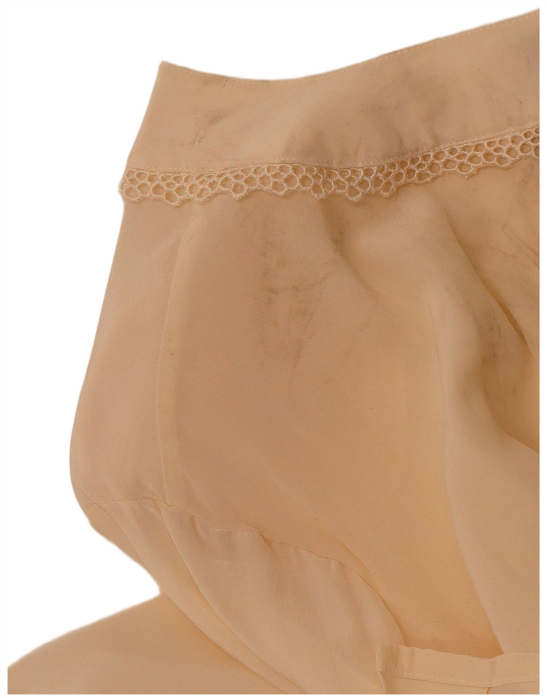 VINTAGE Dame See Through Shirt Bluse UK 14 Medium Beige Silke