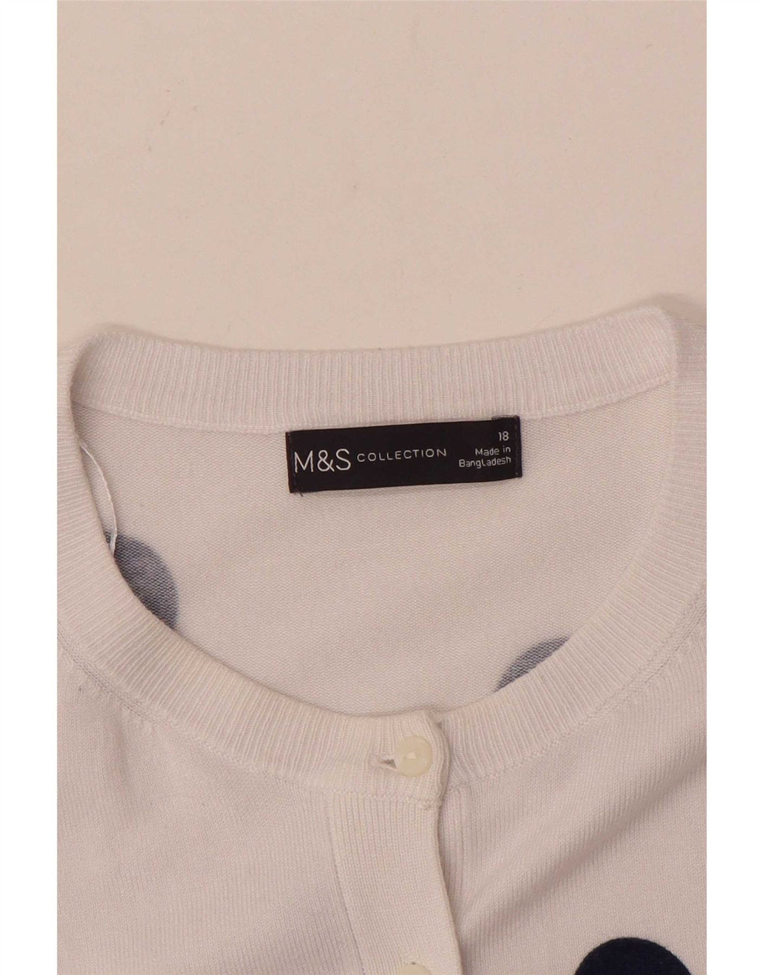 Marks & Spencer Dame Cardigan Sweater UK 18 XL Hvid Geometrisk