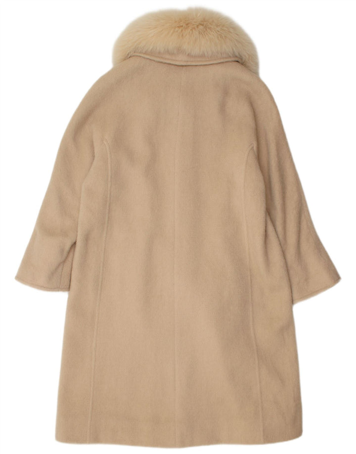 Vintage overfrakke til kvinder UK 14 Medium Beige Cashmere