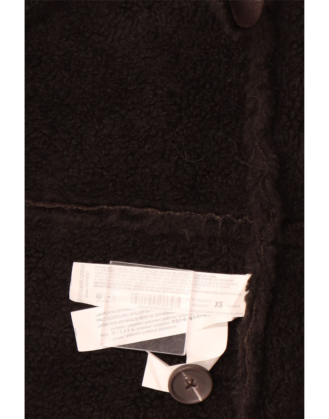 STRADIVARIUS Oversized Sherpa-overfrakke til kvinder UK 6 XS brun polyester