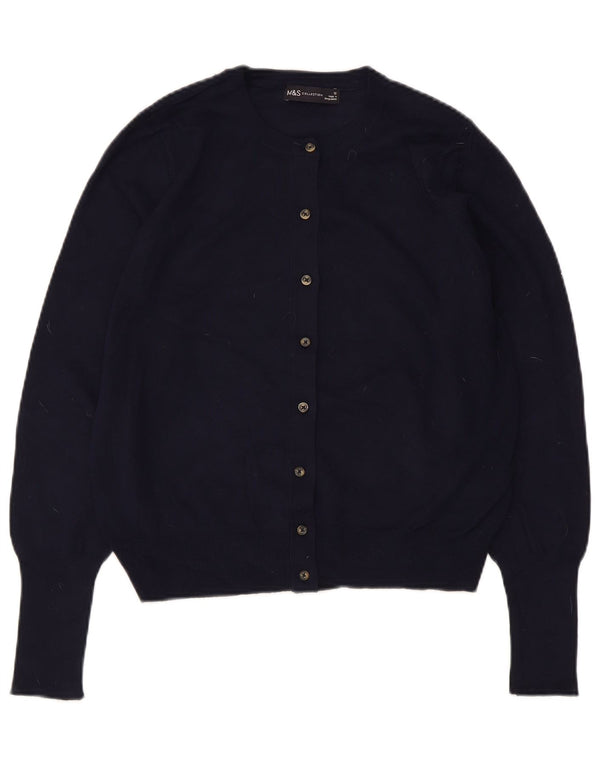 Marks & Spencer Dame Crop Cardigan Sweater UK 12 Medium Navy Blue Viscose