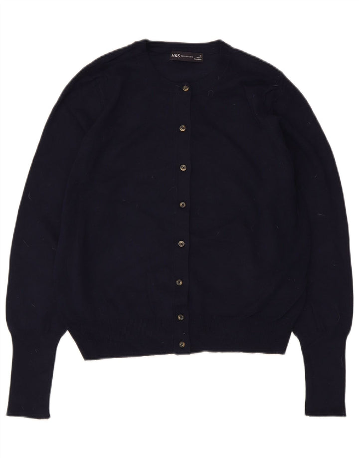 Marks & Spencer Dame Crop Cardigan Sweater UK 12 Medium Navy Blue Viscose