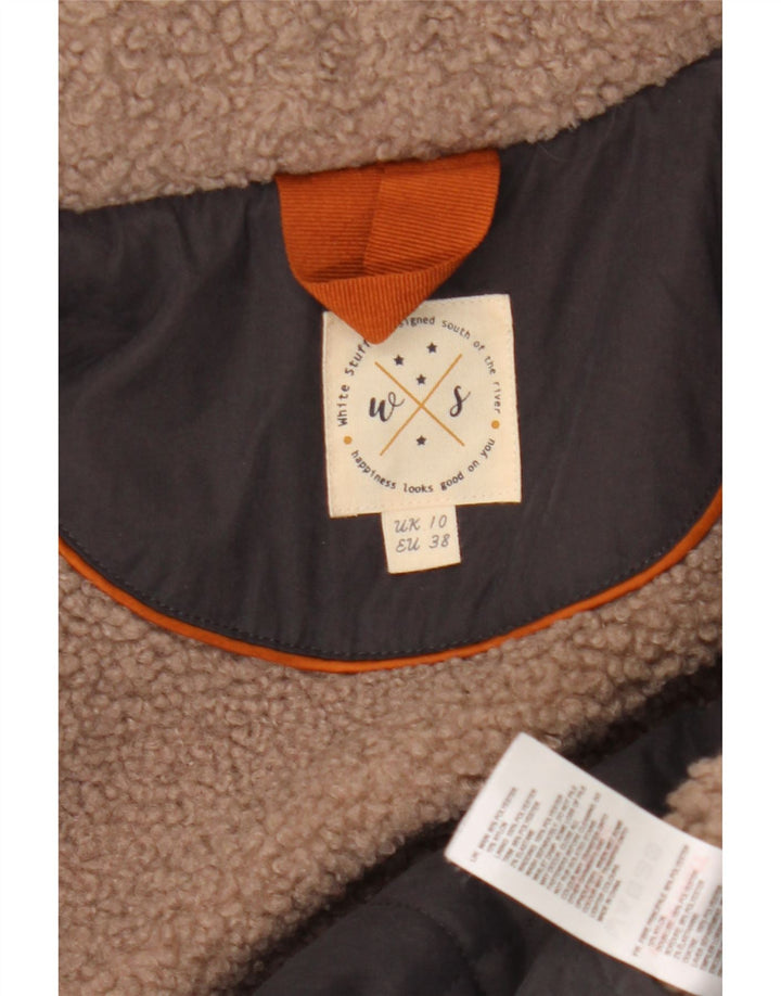 White Stuff Quiltet overfrakke med hætte til kvinder UK 10 Lille grå polyester