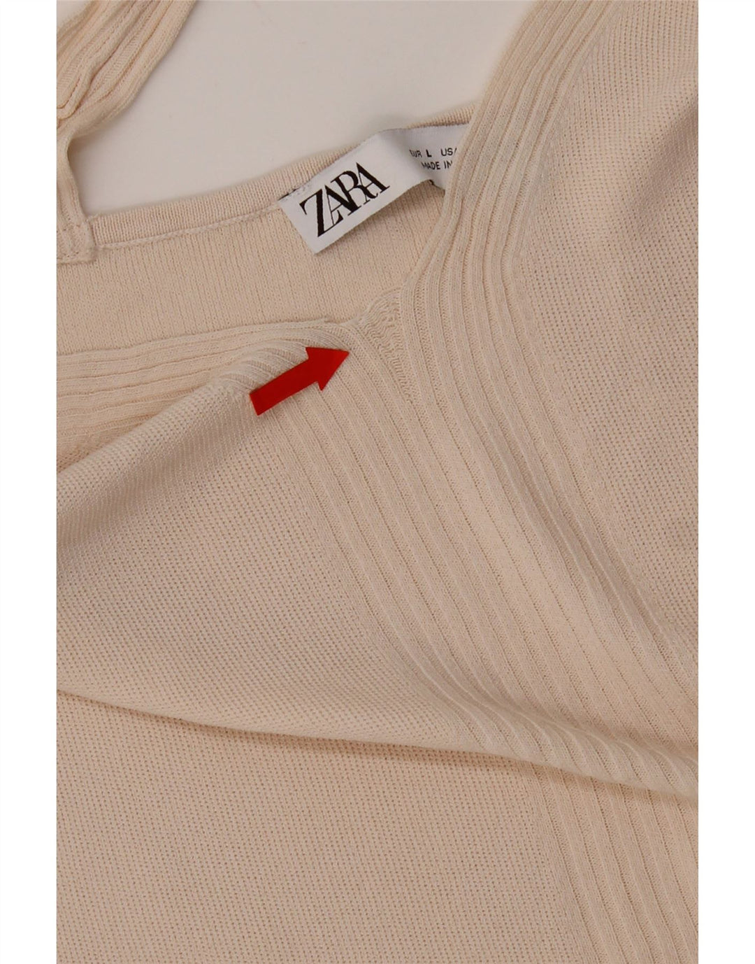 Zara Womens Crop Cami Top UK 14 Large Beige Viscose