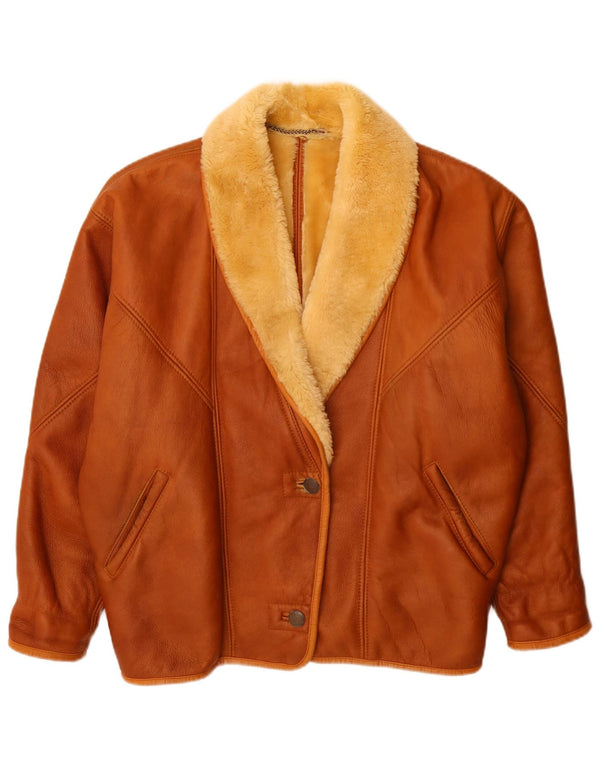 Vintage Dame Oversized Shearling Jacket UK 16 Large Brown