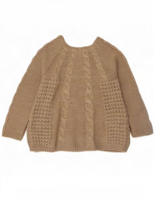 Zara Dame Boat Neck Jumper Sweater UK 14 Medium Beige Akryl