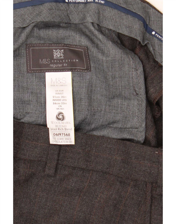 Marks & Spencer Herre Lige Regular Fit Suit Bukser W36 L33 Grå Uld