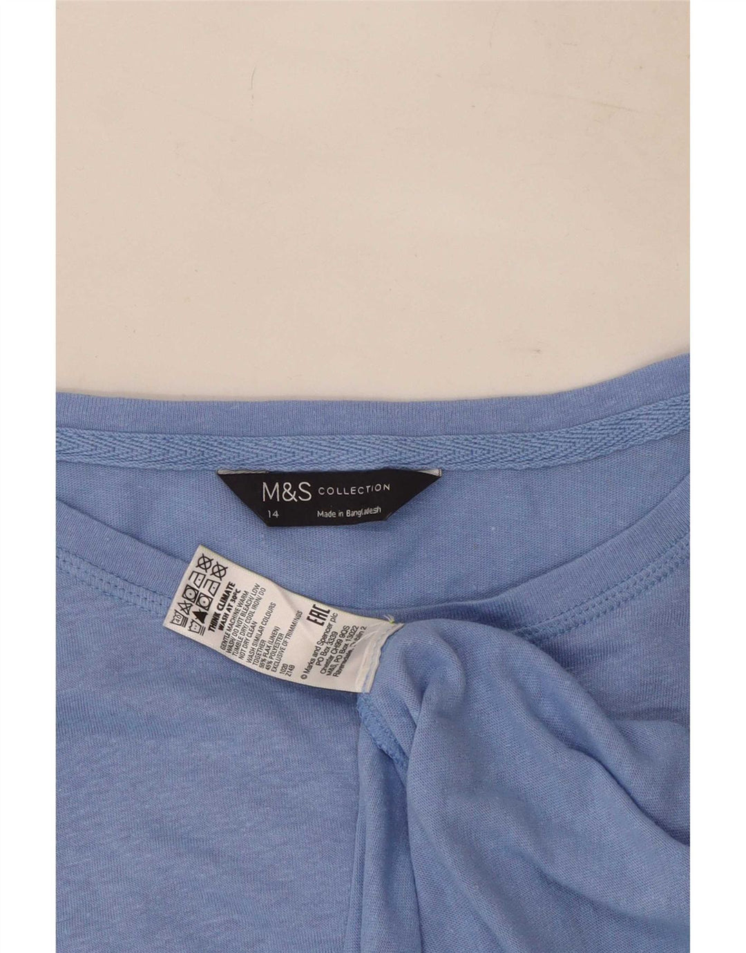 Marks & Spencer Dametop Langærmet UK 14 Medium Blue Linen