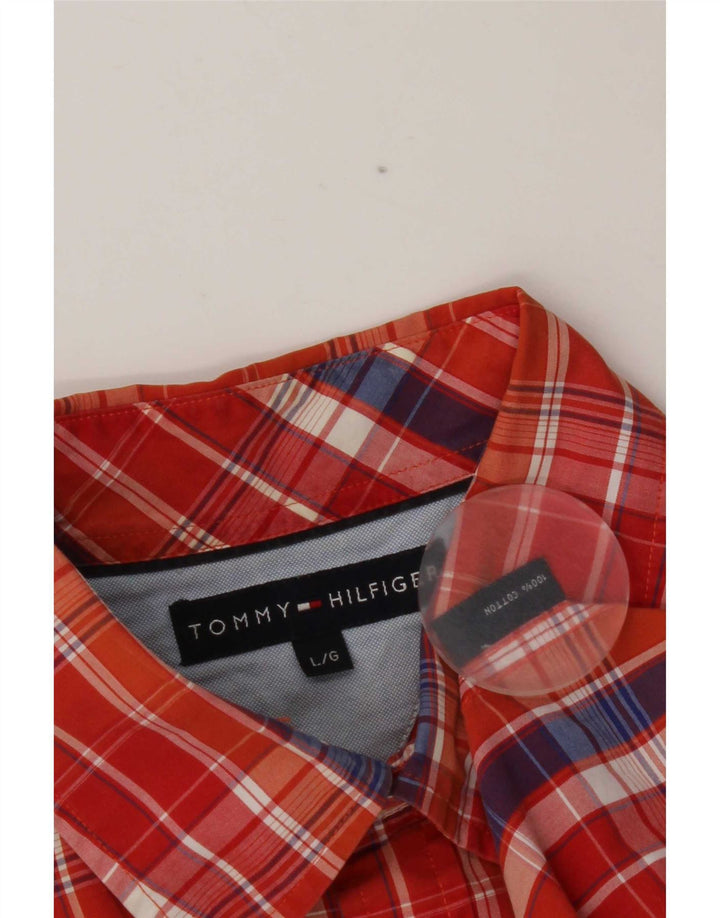 Tommy Hilfiger Herreskjorte Stor orange ternet bomuld