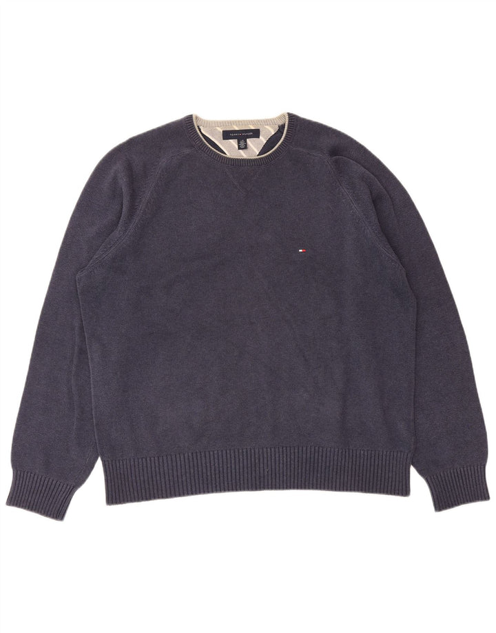 Tommy Hilfiger Herre Crew Neck Jumper Sweater Large Navy Blue Classic