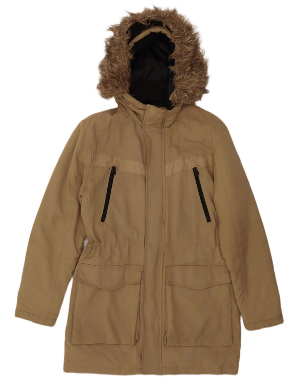 Jack & Jones Herre Hooded Parka Jacket UK 38 Medium Beige Polyester
