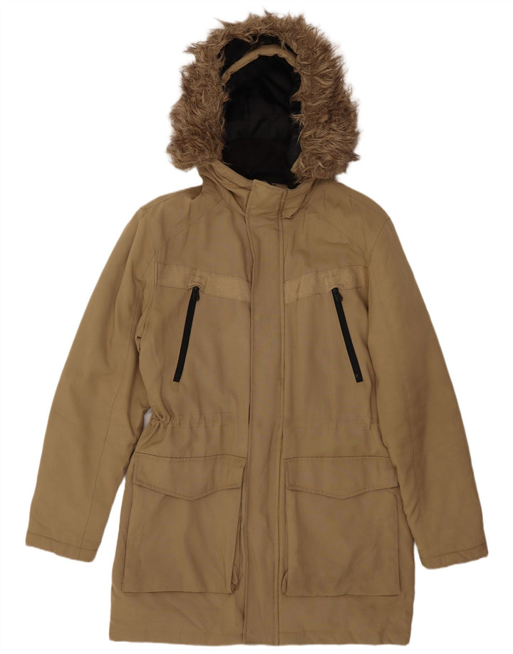 Jack & Jones Herre Hooded Parka Jacket UK 38 Medium Beige Polyester