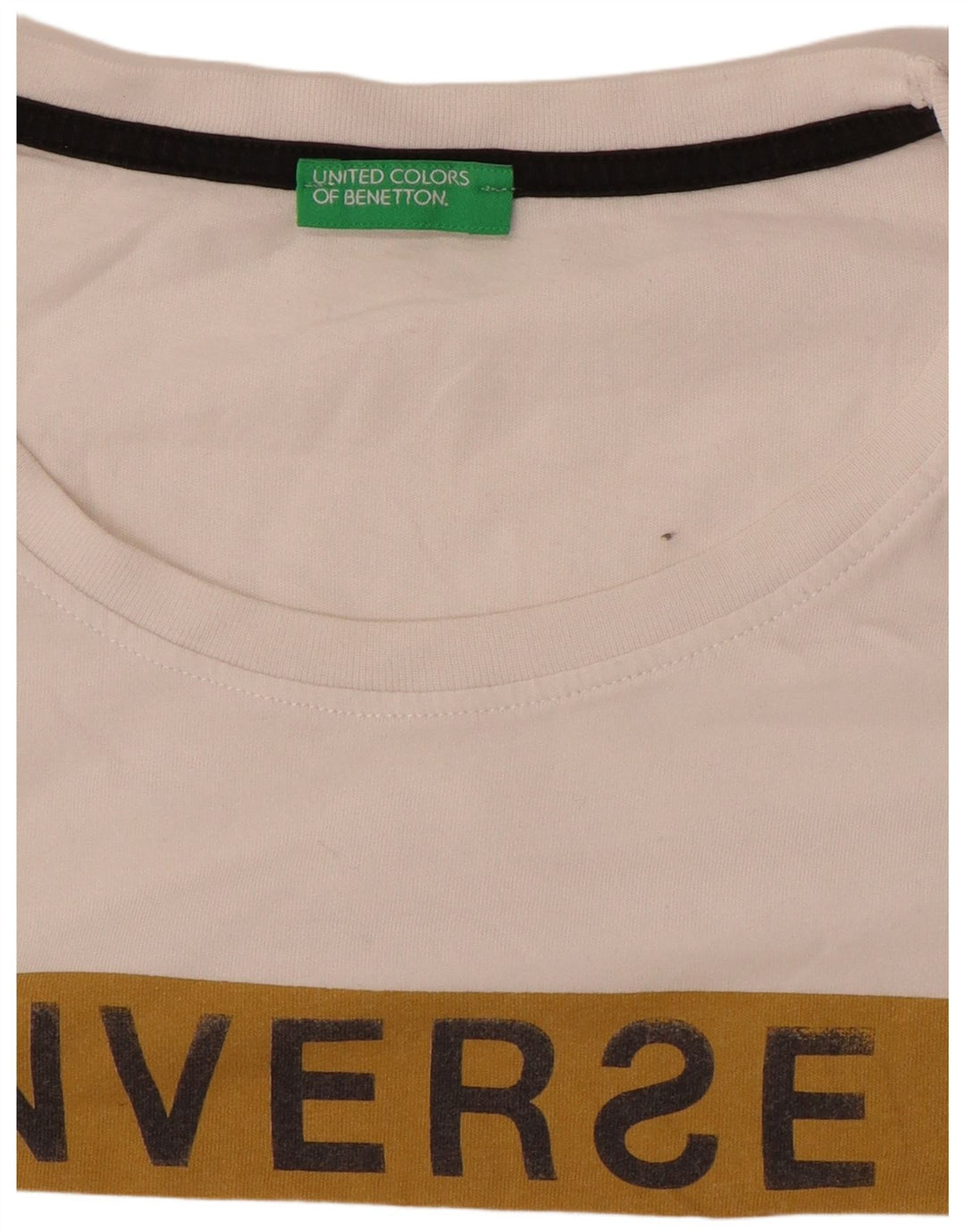 Benetton Herre grafisk T-shirt Top Medium White