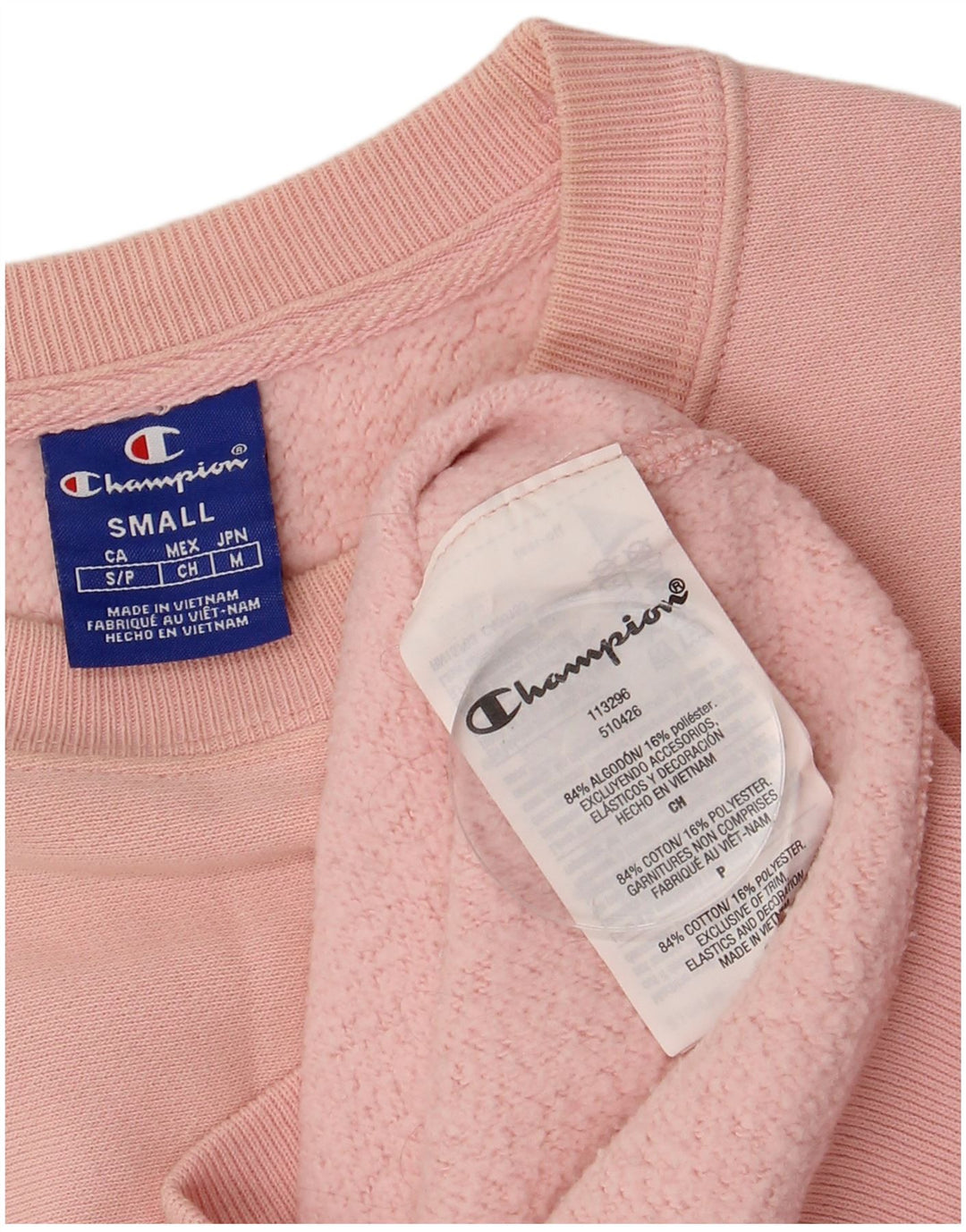 Champion Womens Oversized Sweatshirt Jumper UK 10 Small Pink Bomuld